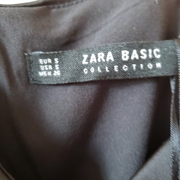 NWT Zara Basic Black Satin Like Bodycon Dress Small - Picture 6 of 9